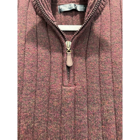Oscar de la Renta Men's Quarter Zip Maroon Heavy Sweater Size XL - Picture 4 of 8